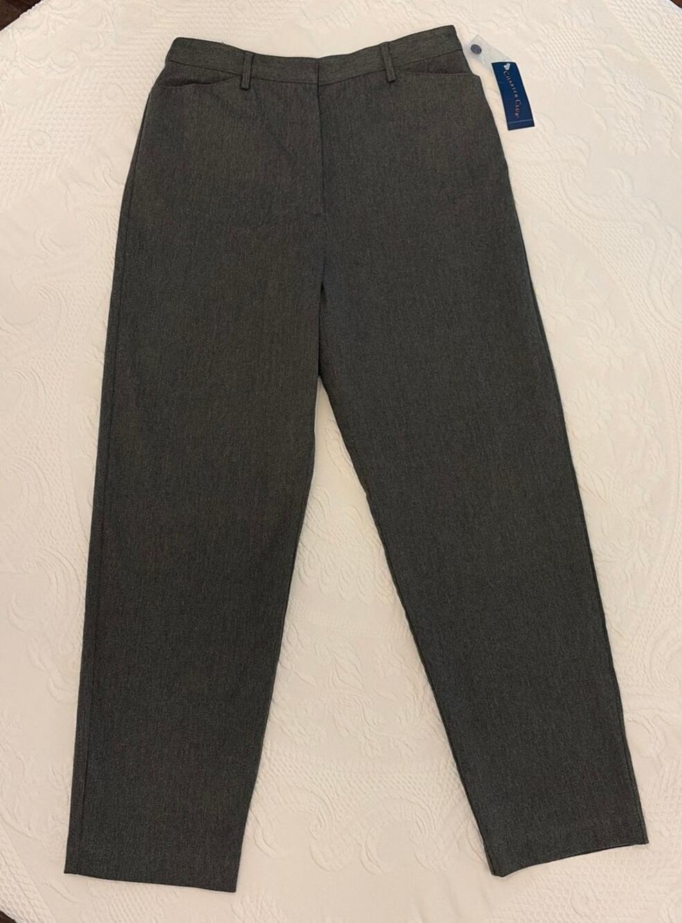Charter Club Gray Twill Dress Pants Womens 10 NEW Straight Career Office Casual